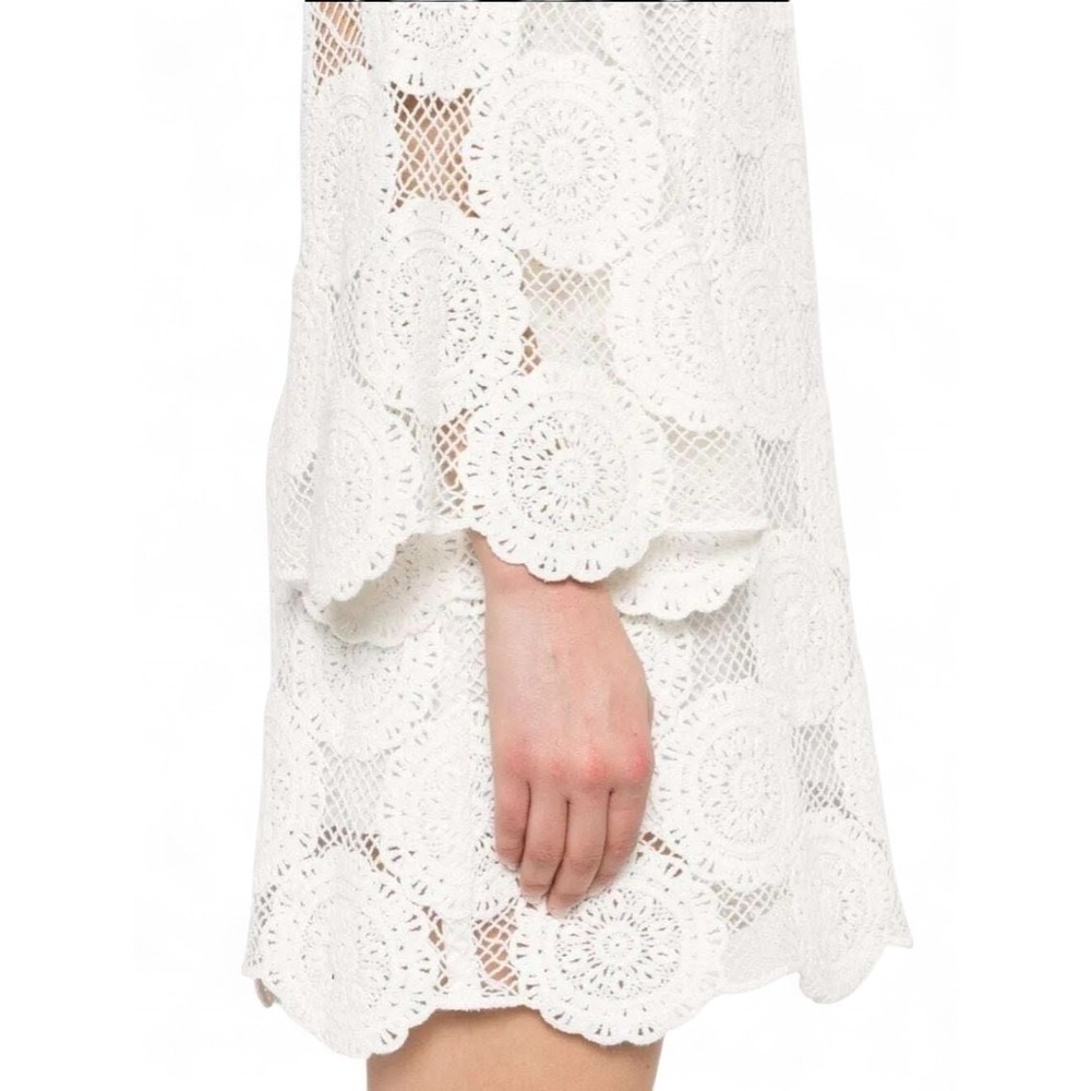 Zimmermann Junie Ivory Crochet Lace Tunic Mini Dress Resort 3/L/10 Bridal Boho - Picture 5 of 9